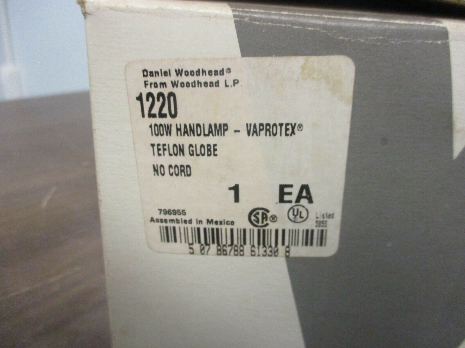 Daniel Woodhead Vaprotex Handlamp 1220 Teflon Globe New Surplus