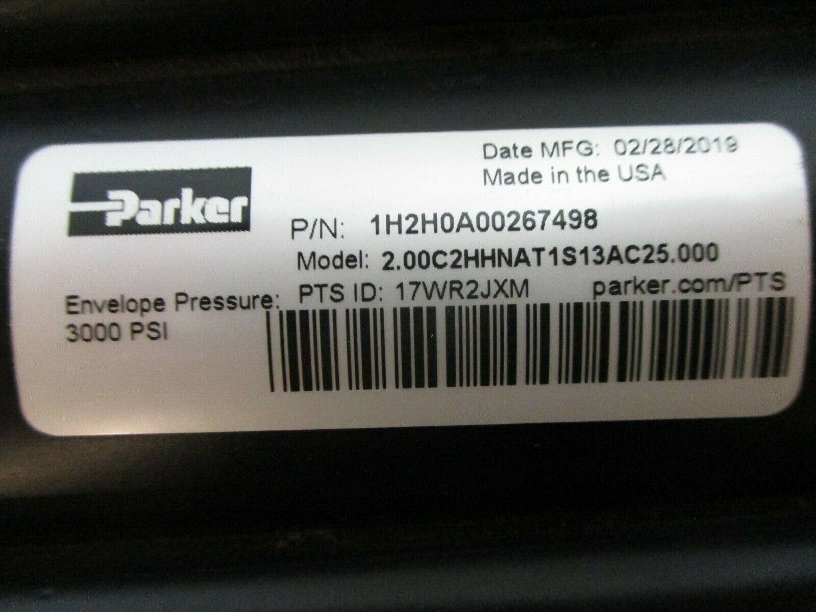 Parker Hydraulic Cylinder 1H2H0A00267498 Model: 2.00C2HHNAT1S13AC25.000 3000PSI