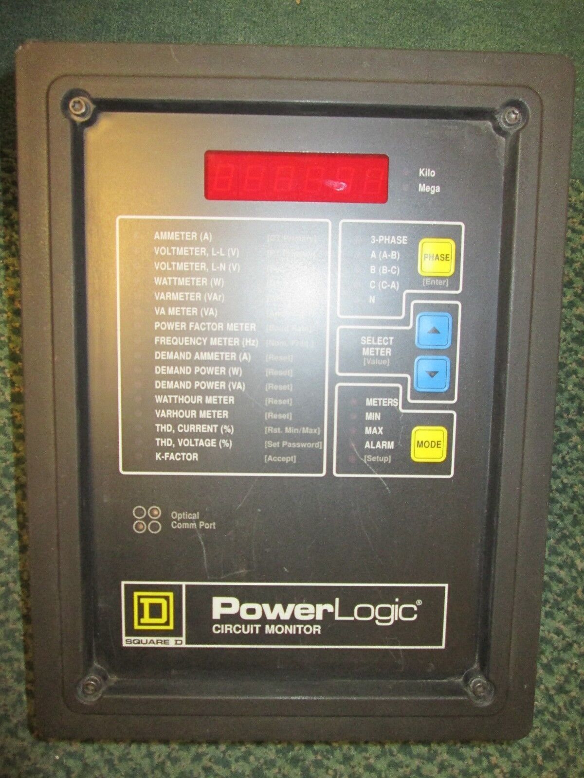 Square D PowerLogic Circuit Monitor 3020-CM-2450 3020-IOM-44 Input 120V Used