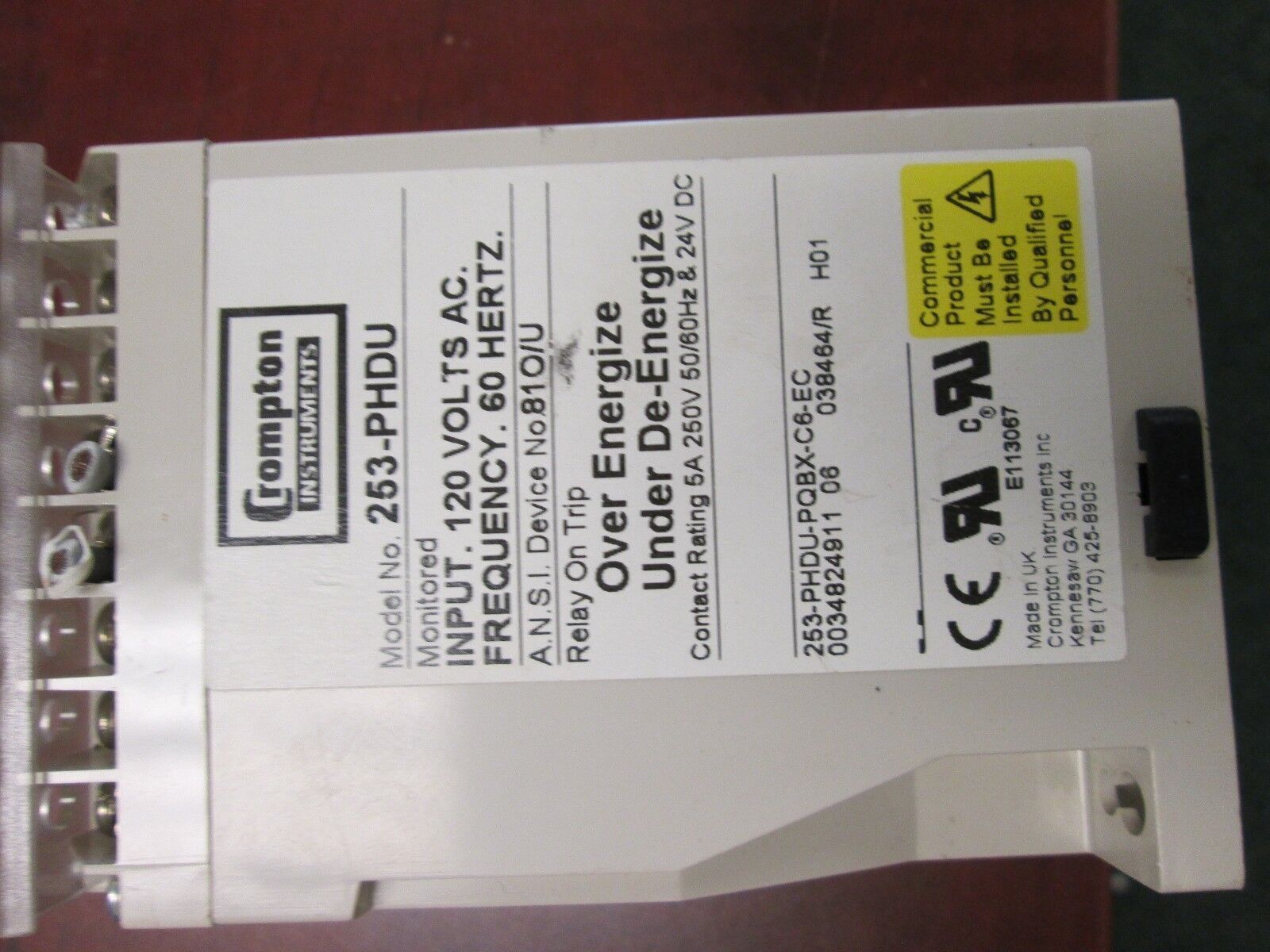 Crompton Relay 253-PHDU-PQBX-C6-EC 120 V 60 HZ