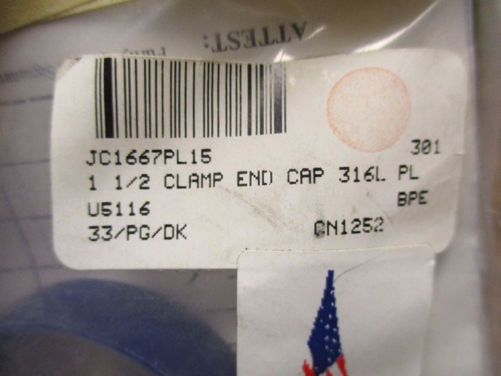Swagelok 1½ Clamp End Cap JC1667PL15 *Lot of 5* New Surplus