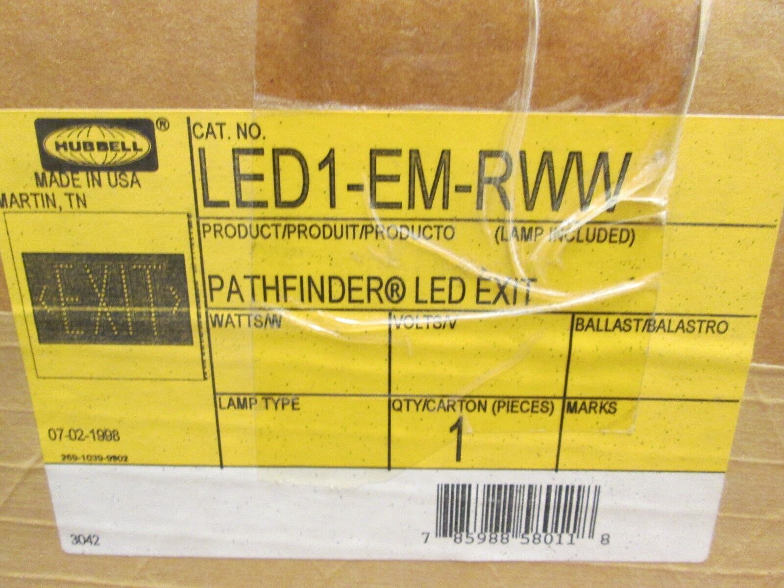 Hubbell Pathfinder LED Exit Sign LED1-EM-RWW New Surplus