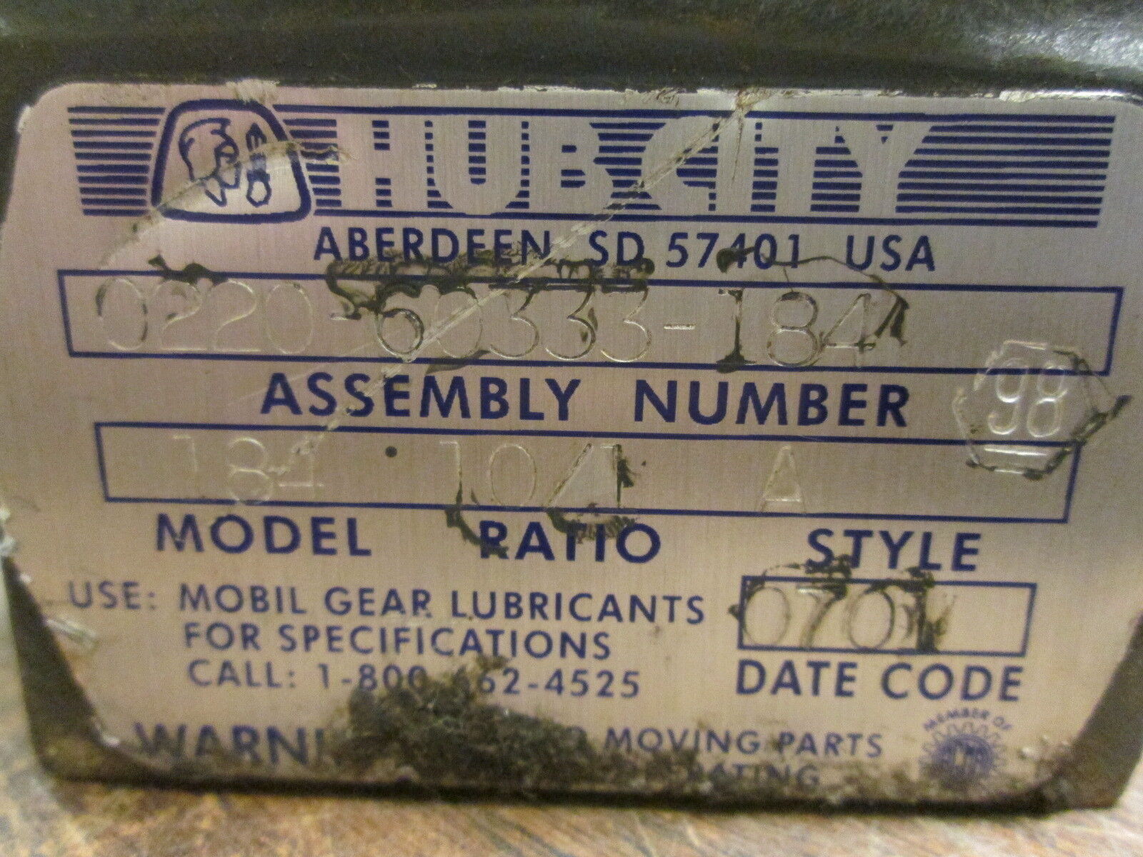 Hub City Reducer 184 Ratio 10:1 Used