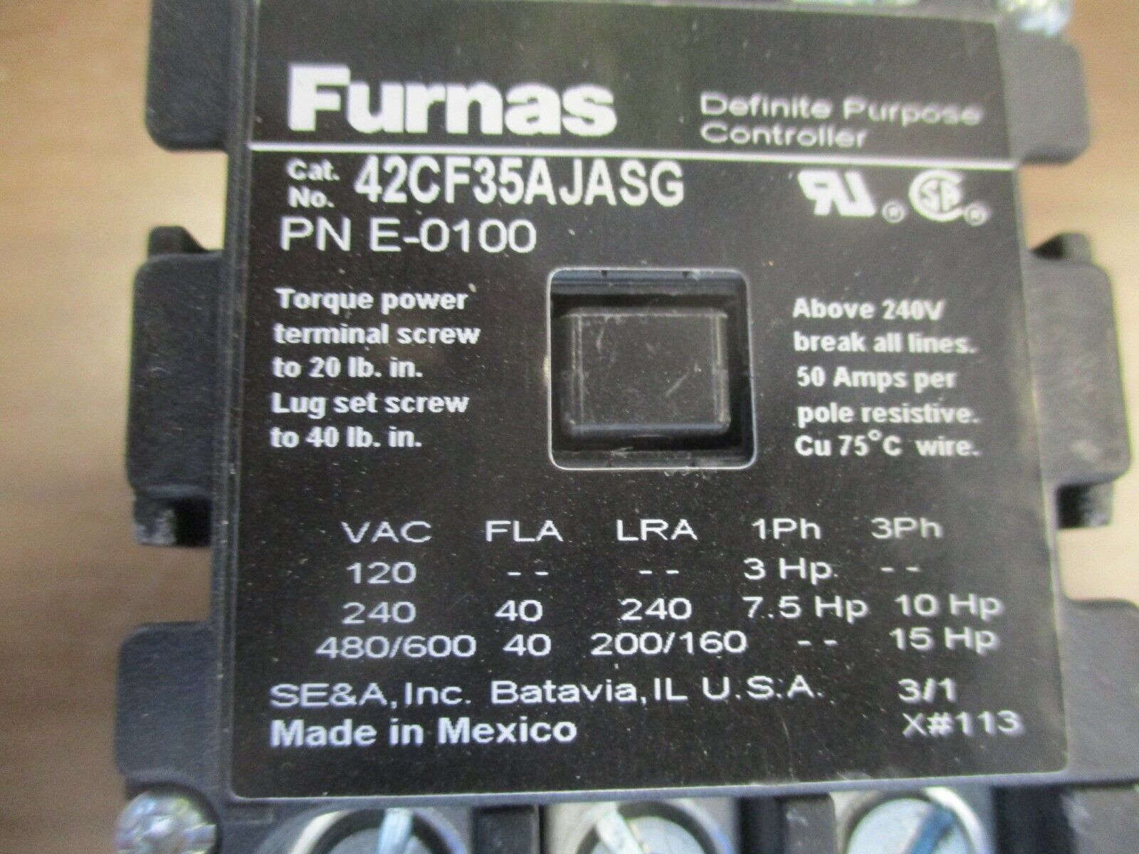 Furnas Contactor 42CF35AJASG 24V Coil 40A 600V Used