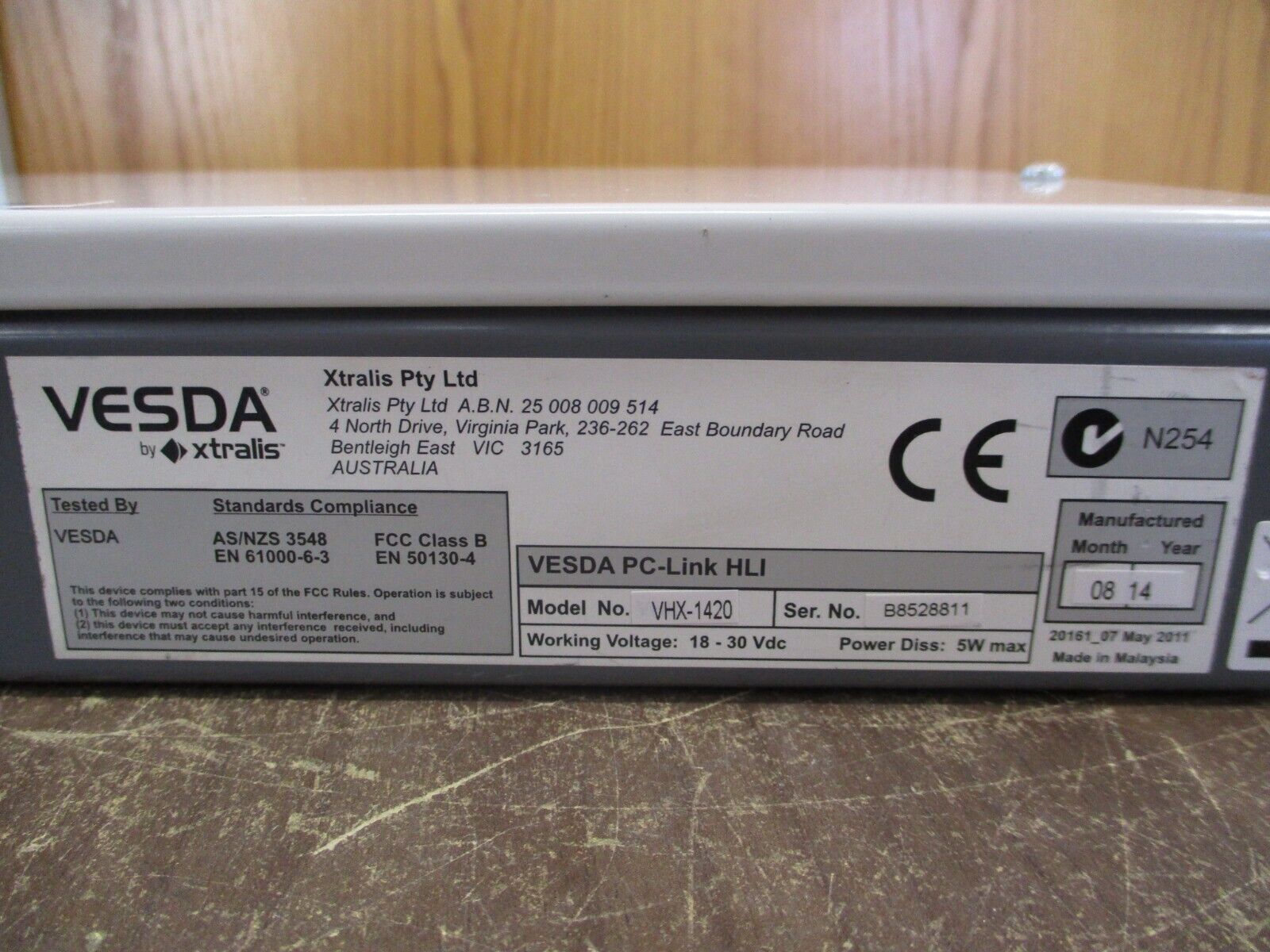 Xtralis Vesda PC-Link HLI VHX-1420 18-30VDC Used