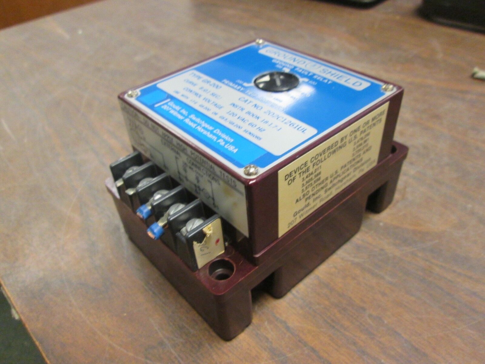 Gould Type GR-200 Ground Shield Ground Fault Relay 202C1261UL 120V 60Hz Used