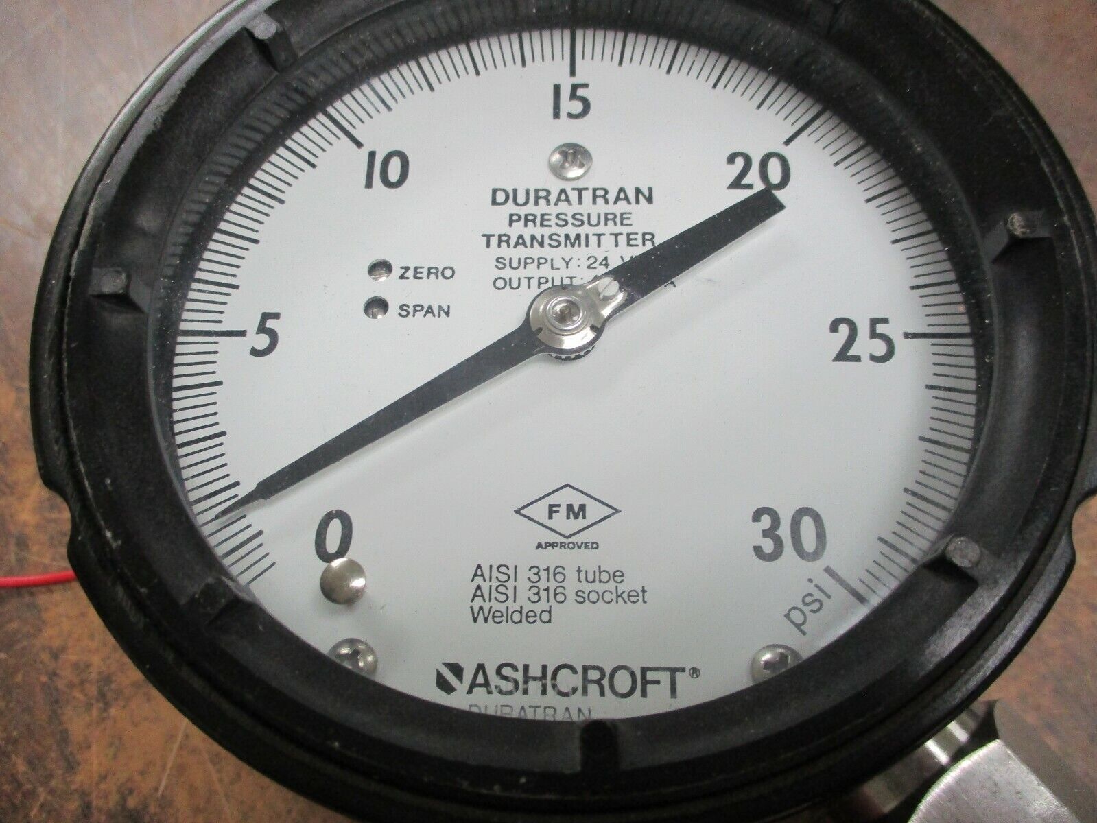 Ashcroft Duratram Pressure Transmitter 2279SSH04L025XFM 24VDC Supply Used