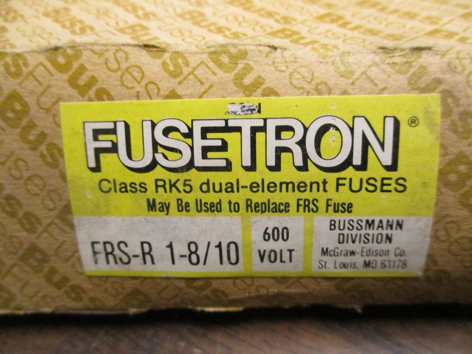 Buss Fusetron Fuse FRS-R 1-8/10 600V 1-8/10A *Box of 8* New Surplus