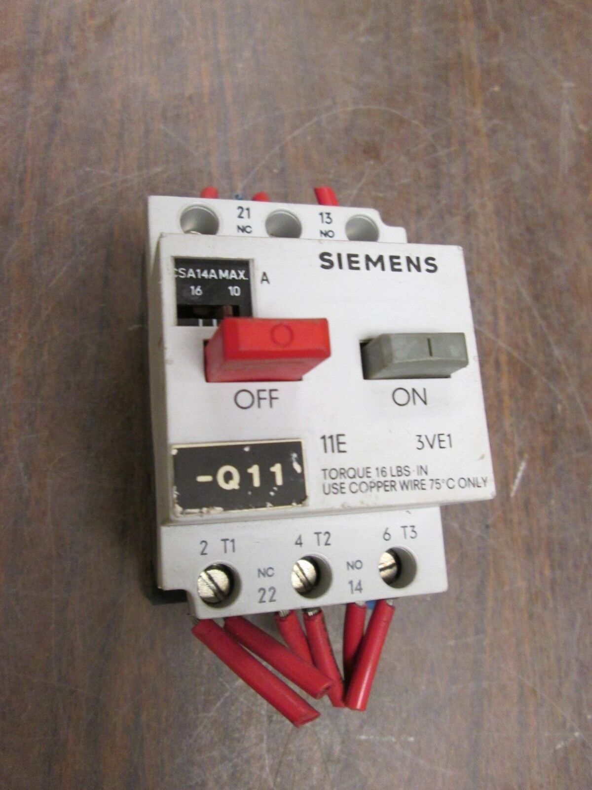 Siemens Motor Starter Protector 3VE1010-2M Range: 10-16A 600V Used