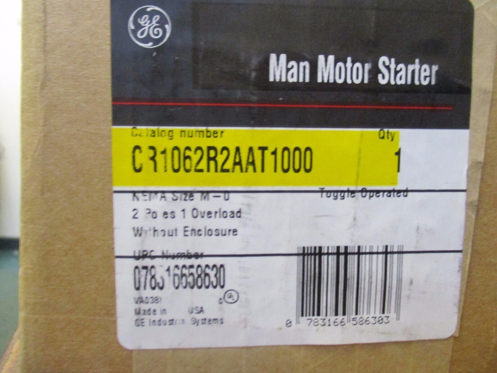 GE Manual Motor Starter CR1062R2AAT1000 Size: M-0 2P New Surplus