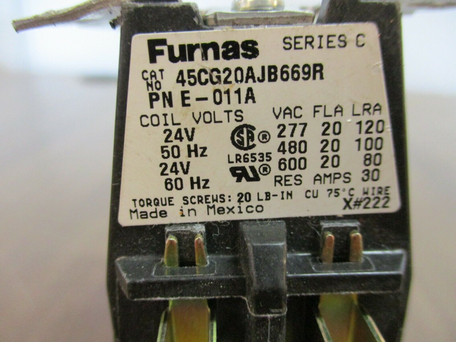 Furnas Contactor 45CG20AJB669R 24V Coil 20A 600V Used