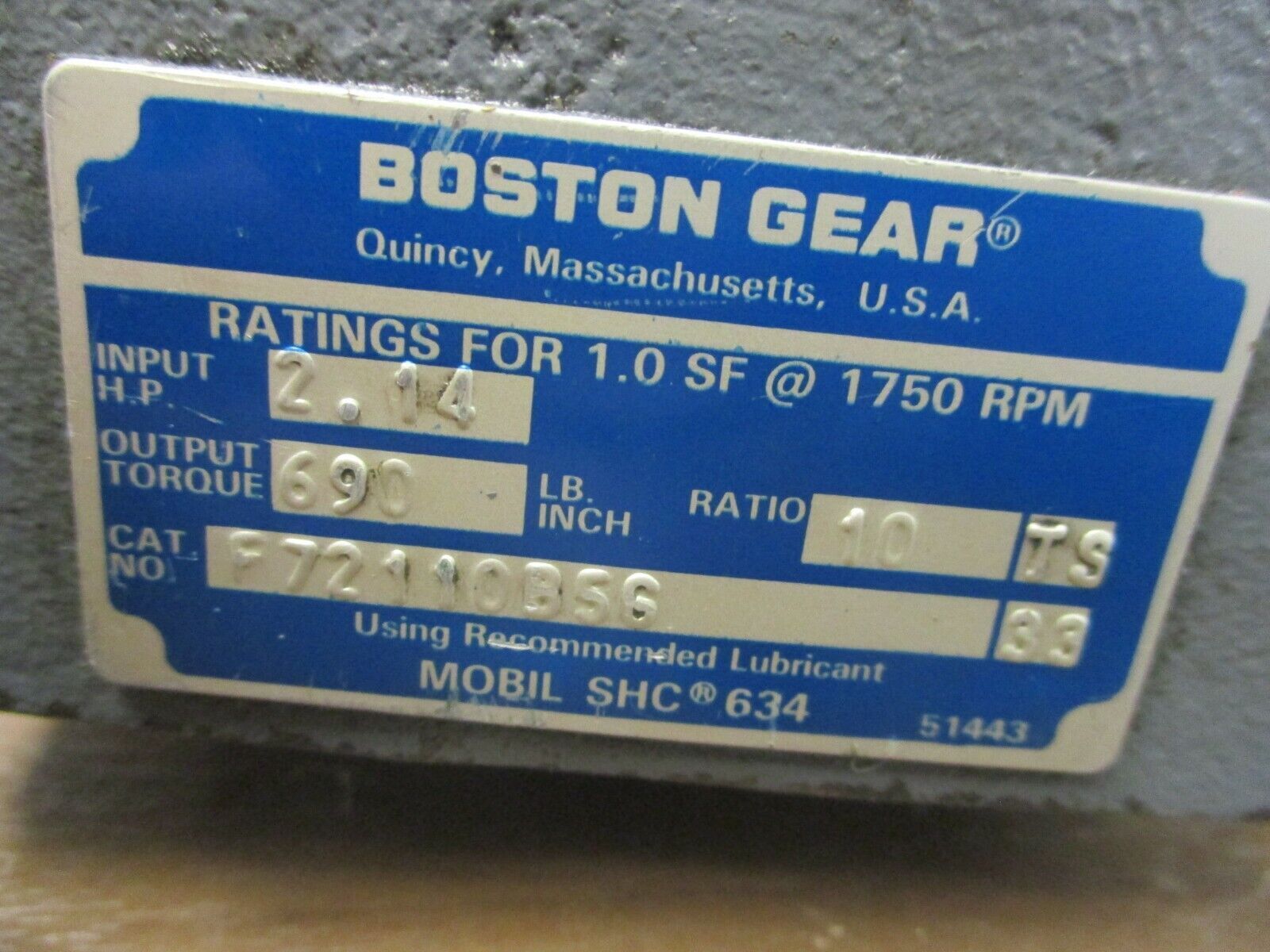 Baldor AC Motor w/ Gear VM3542 3/4HP 1800RPM FR:56C ENCL:TEFC 208-230/460V Used