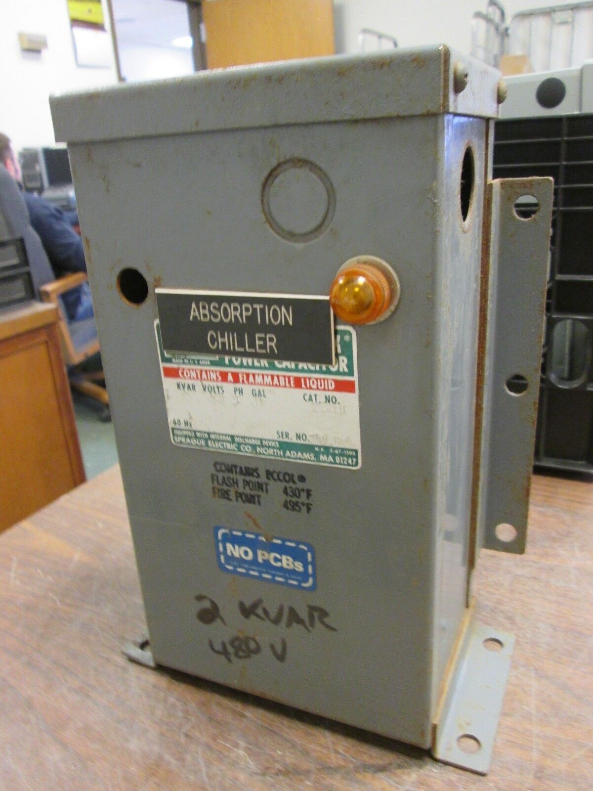 Sprague Eccol Unipak Power Capacitor 243CEU 2kvar 480V 3PH 60Hz Used
