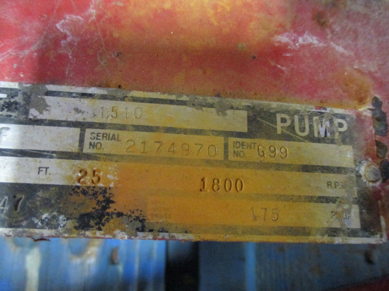 Bell & Gossett 1510 Pump 5E 9.5 BF 25HP 700GPM 80FT Head 1800RPM 175PSI Used