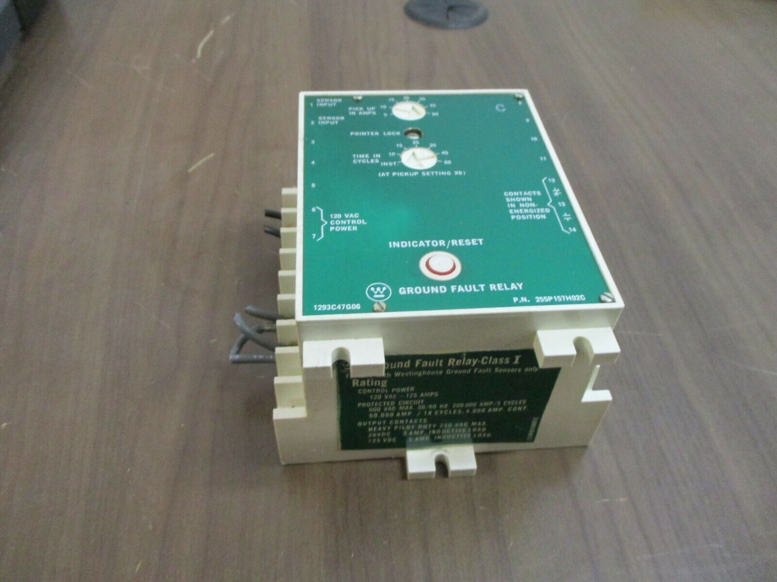 Westinghouse Ground Fault Relay 255P157H02C 5-60A Time: 0-60 Cycles Used