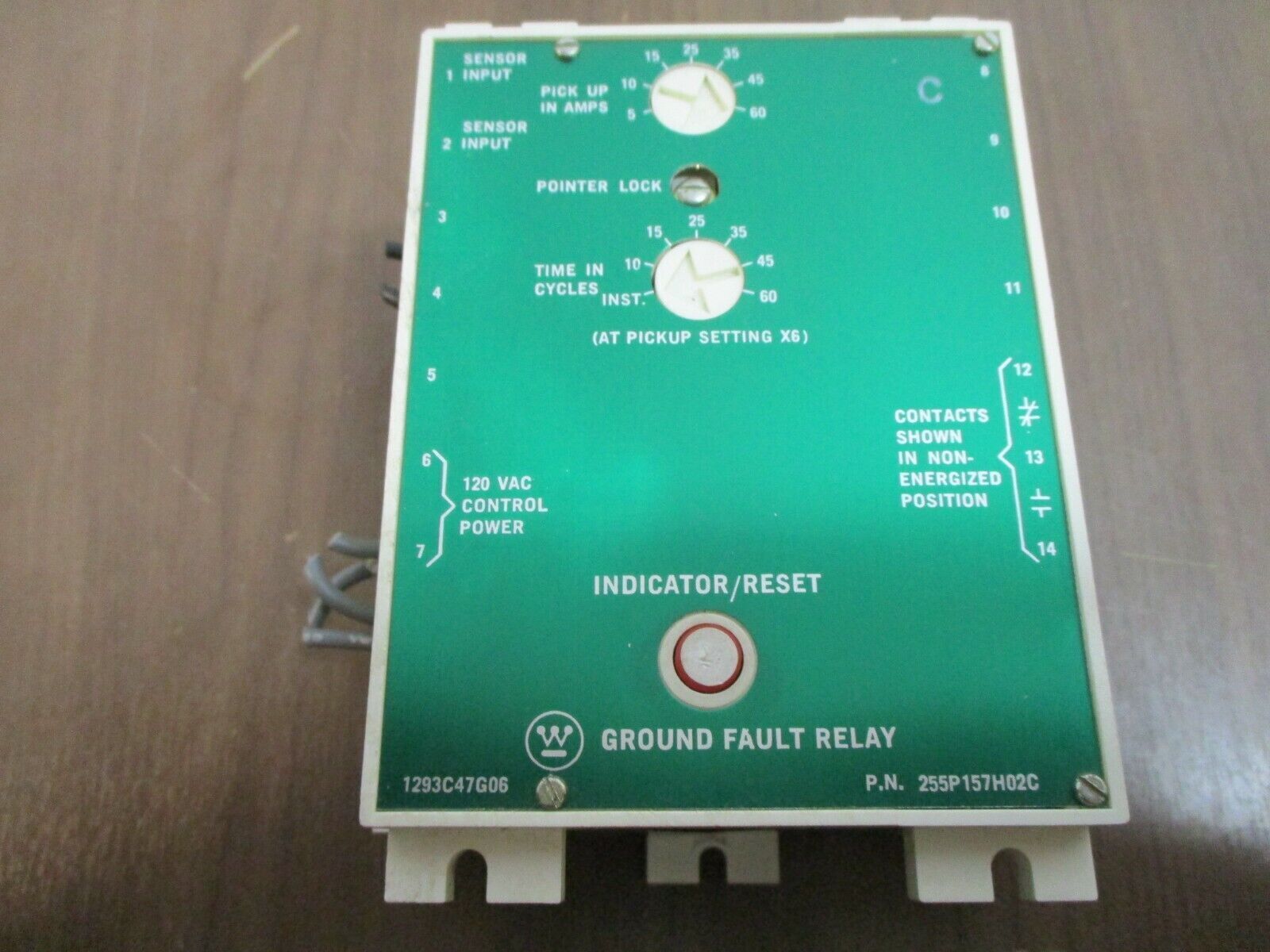 Westinghouse Ground Fault Relay 255P157H02C 5-60A Time: 0-60 Cycles Used