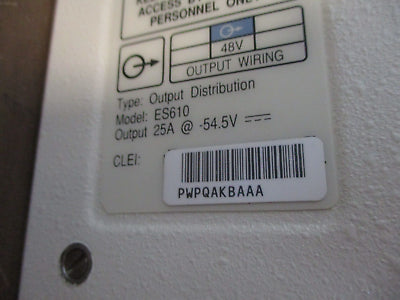 AT&T ES610 DC Distribution Module PWPQAKBAAA Series 1:1 48VDC 25A Used