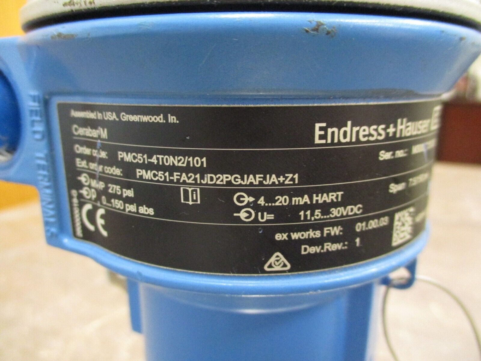 Endress + Hauser Cerabar M Pressure Transmitter PMC51-4T0N2/101 Used