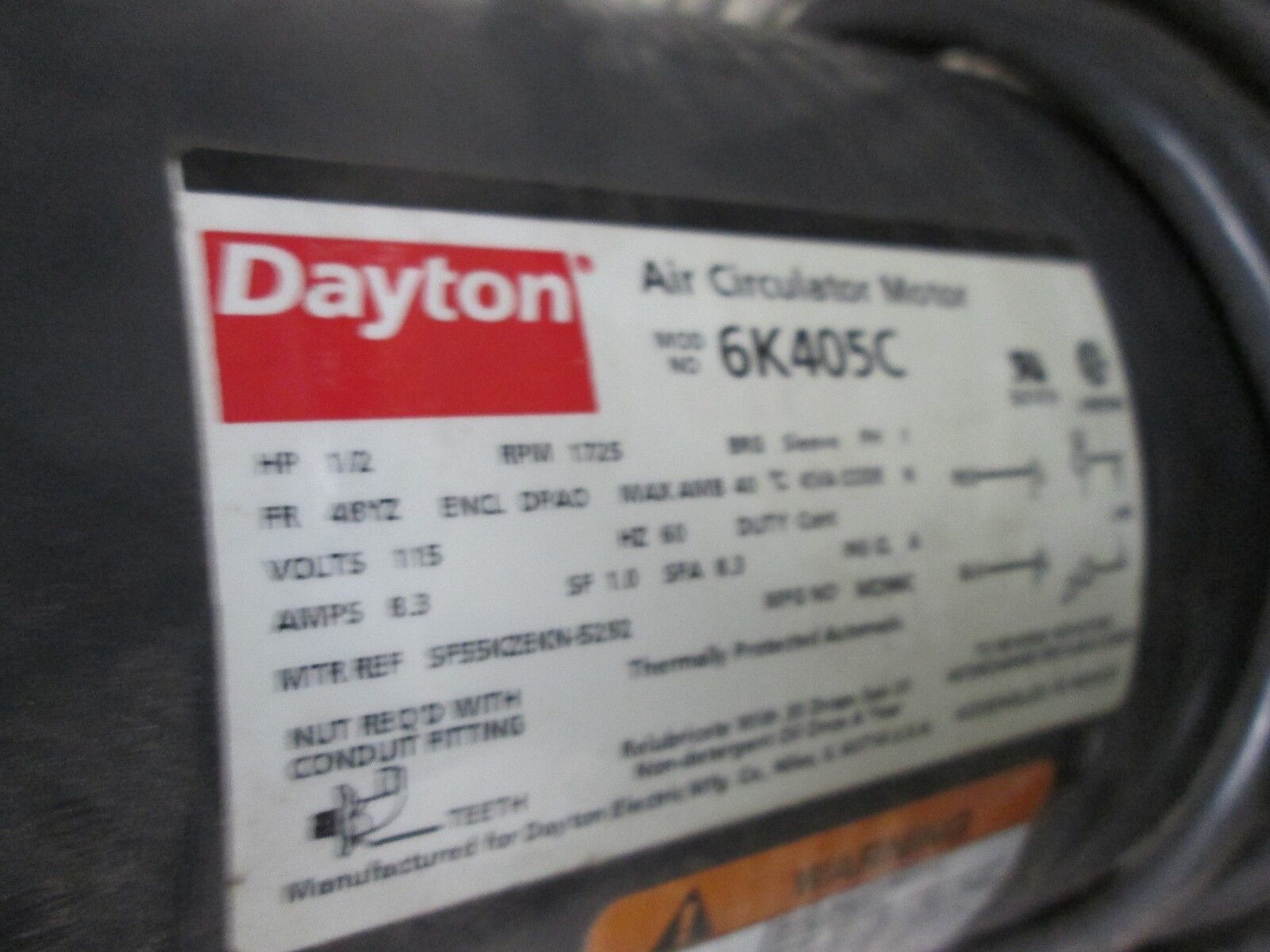 Dayton Exhaust Fan 24" fan w/ mount Motor: 6K405C 1/2HP 115V 1PH 6.3A Used