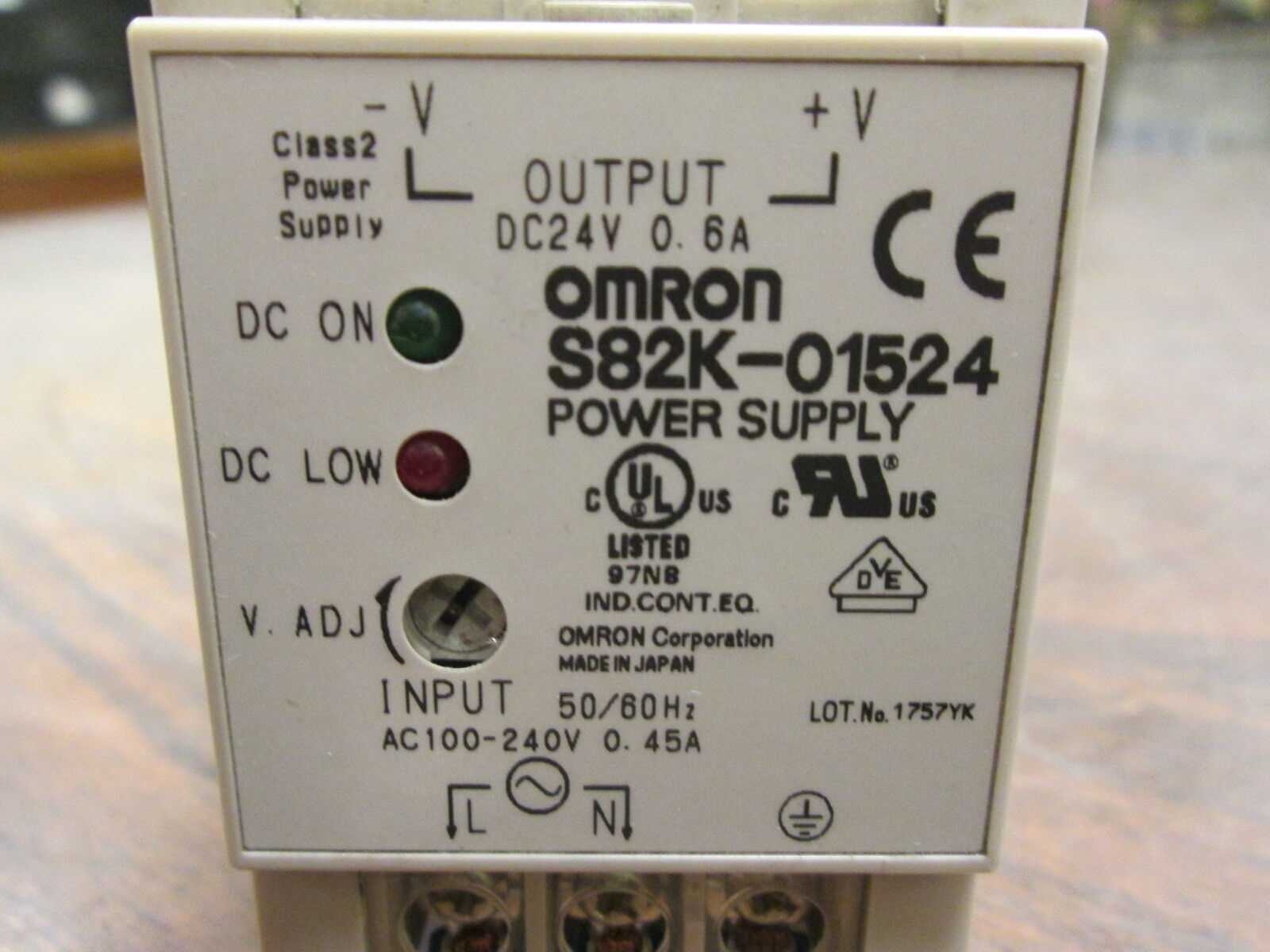Omron Power Supply S82K-01524 Used