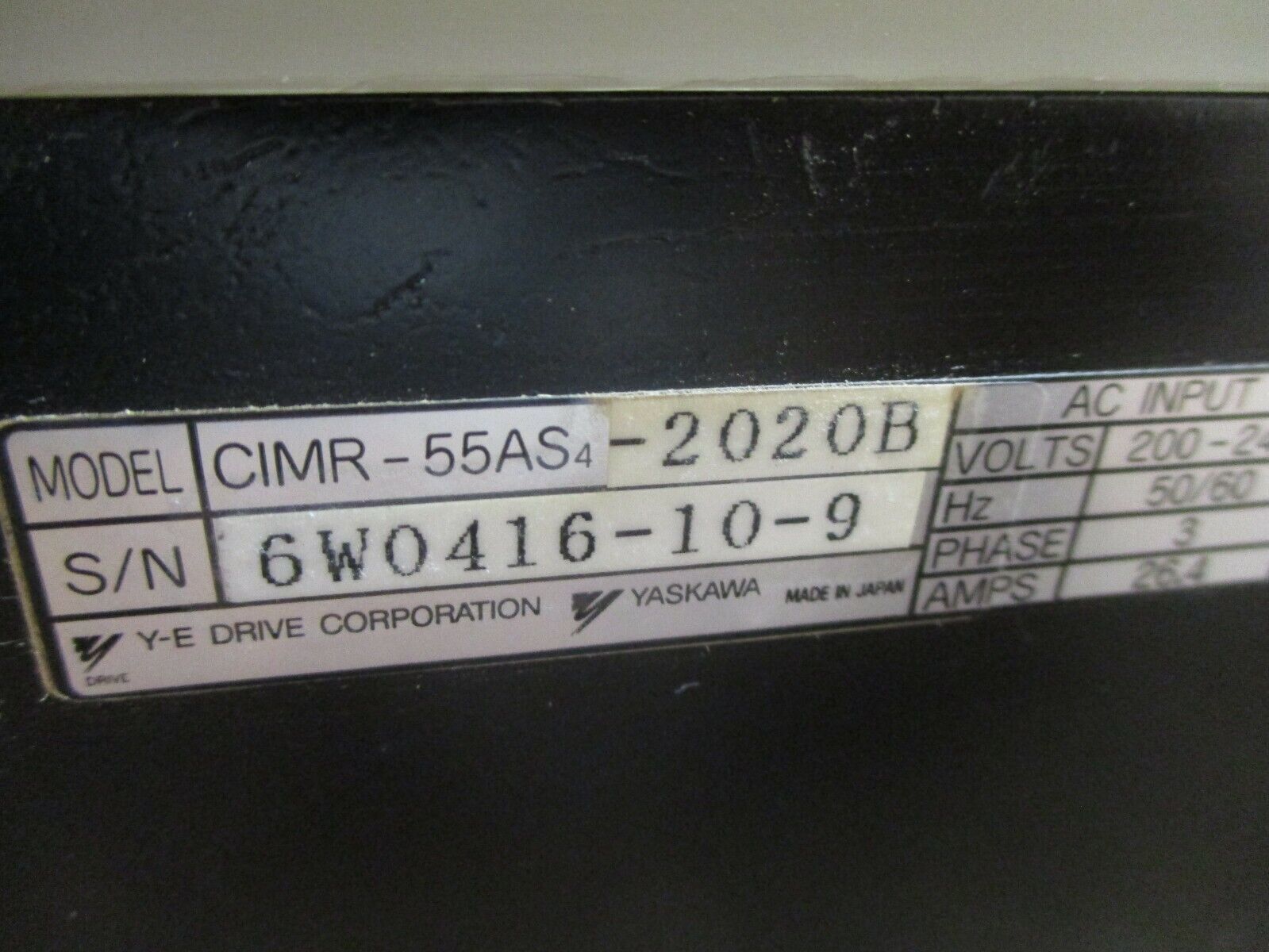 EMS AC Drive CIMR-55AS4-2020B 7.5HP 3Ph Used