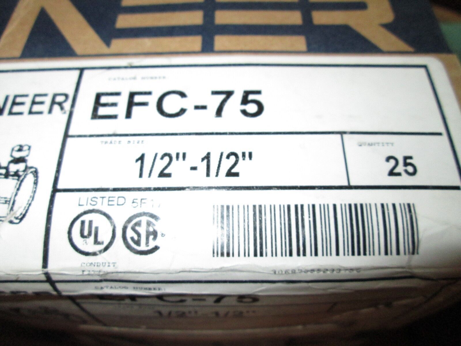 NEER Combination Coupling Set Screw-Flexible Conduit EFC-75 1/2"-1/2" (25) New