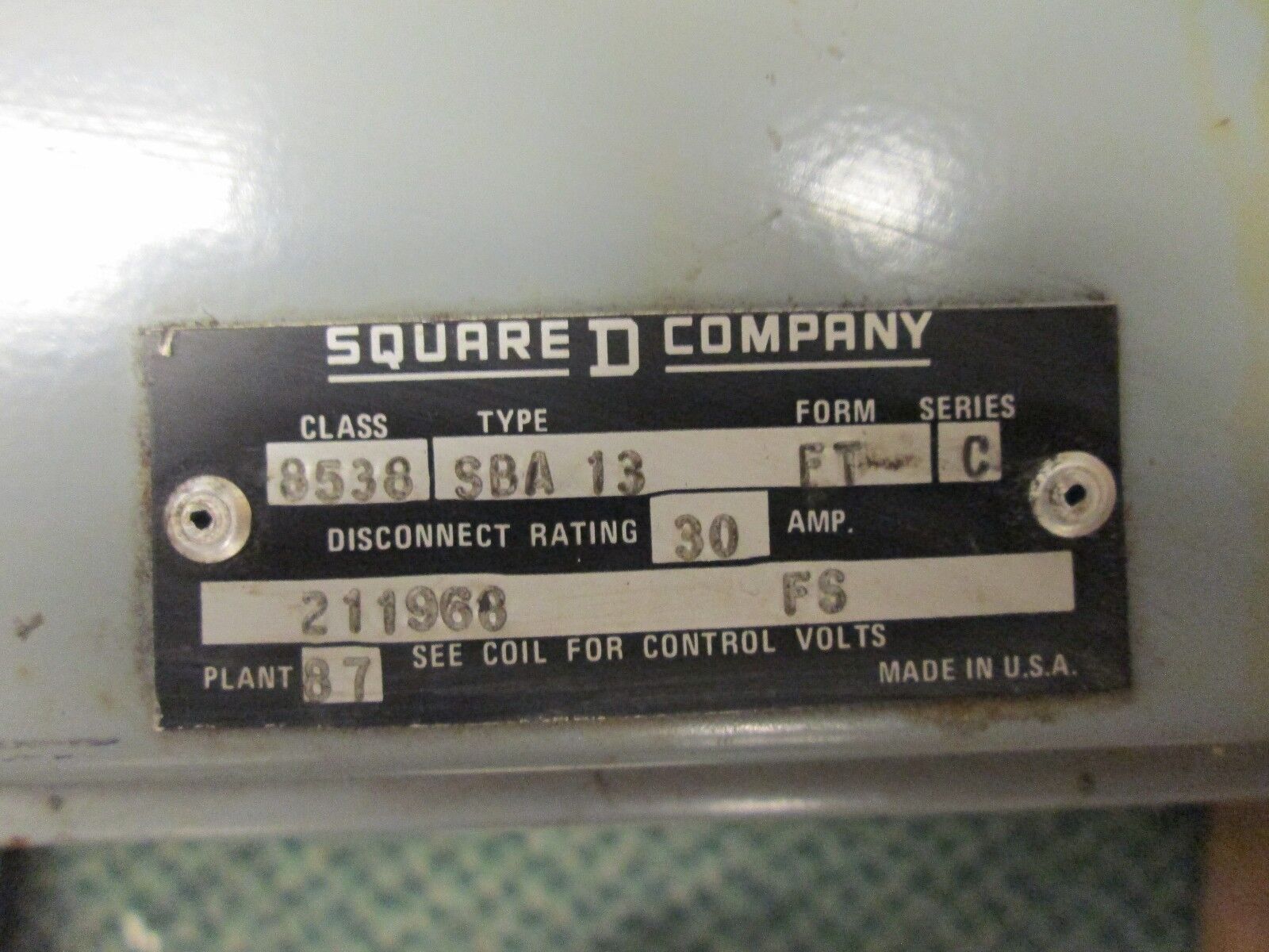 Square D Fusible Combination SB02 Size 0 nema 12 Enclosure 120V Coil Used