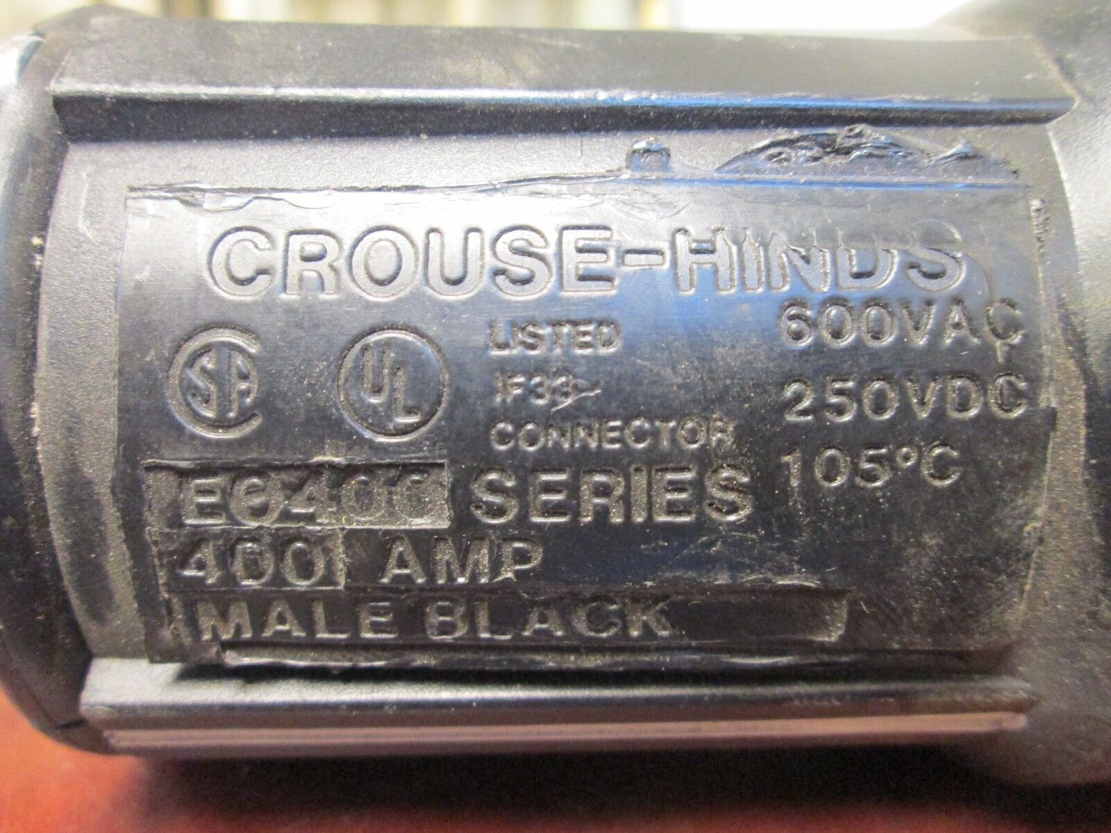 Crouse-Hinds Plug EO400 400A 600V Black Used