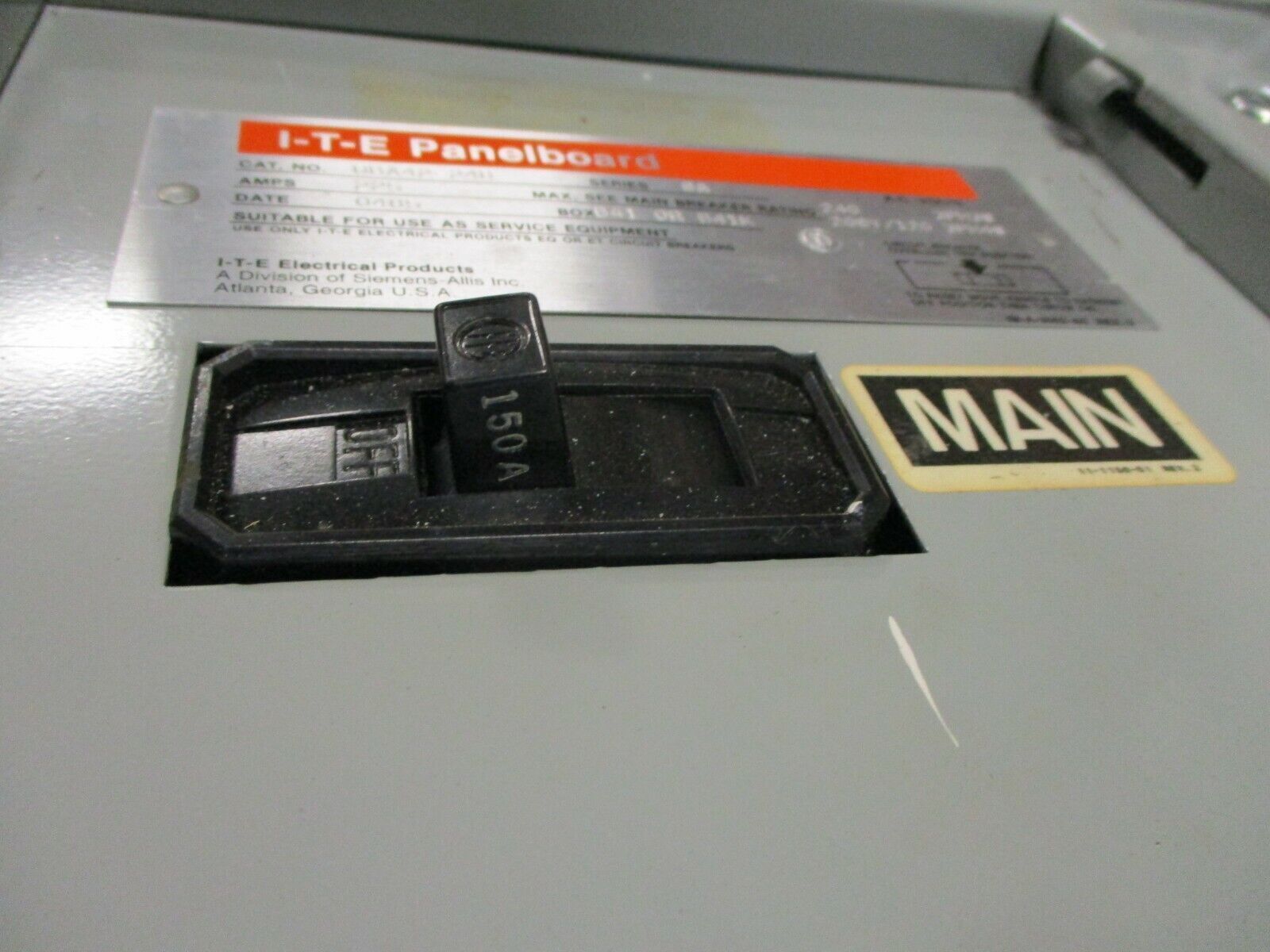 ITE Main Breaker Circuit Breaker Panel UBA42-24B 225A Max 208Y/120 3Ph