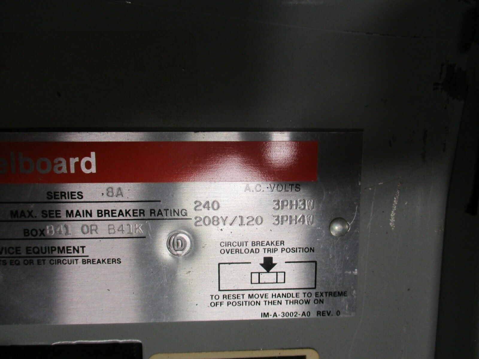 ITE Main Breaker Circuit Breaker Panel UBA42-24B 225A Max 208Y/120 3Ph