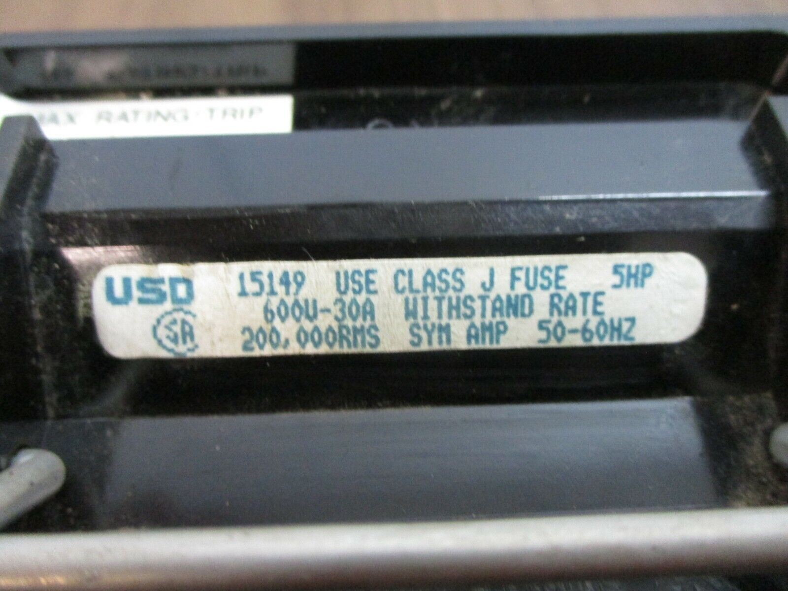 USD Pullout Switch w/ Fuses 15149 3 Pole 30A 600V J Fuse 3A Fuses Used