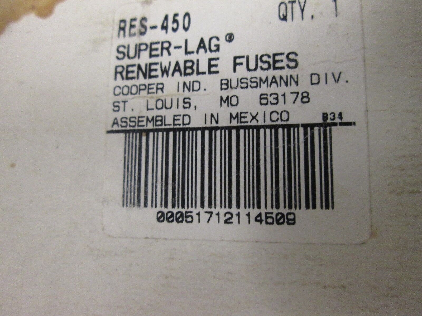 Buss Renewable Fuse RES-450 600V 450A New Surplus