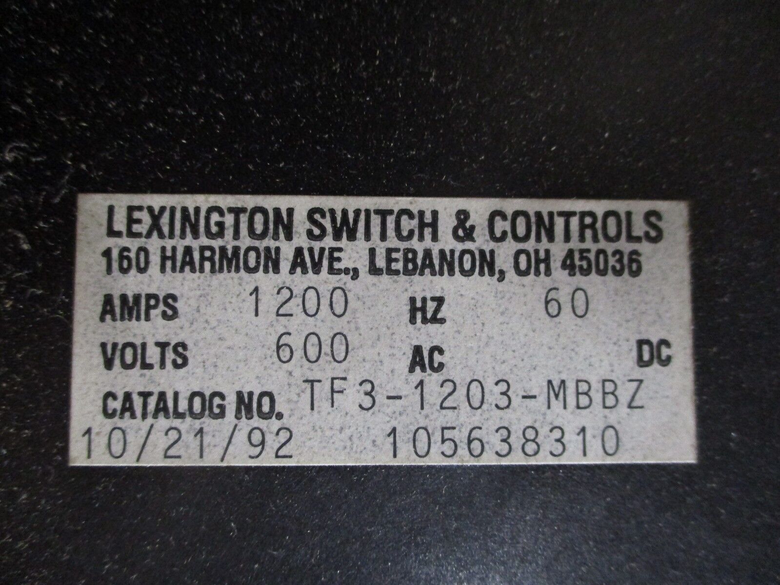 Lexington Switch & Controls Rotary Manual Bypass Switch TF3-1203-MBBZ w/ Lugs