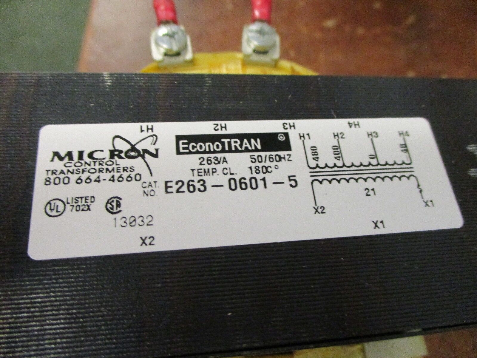 Micron EconoTRAN Control Transformer E263-0601-5 263 VA Pri: 480V Sec: 21V
