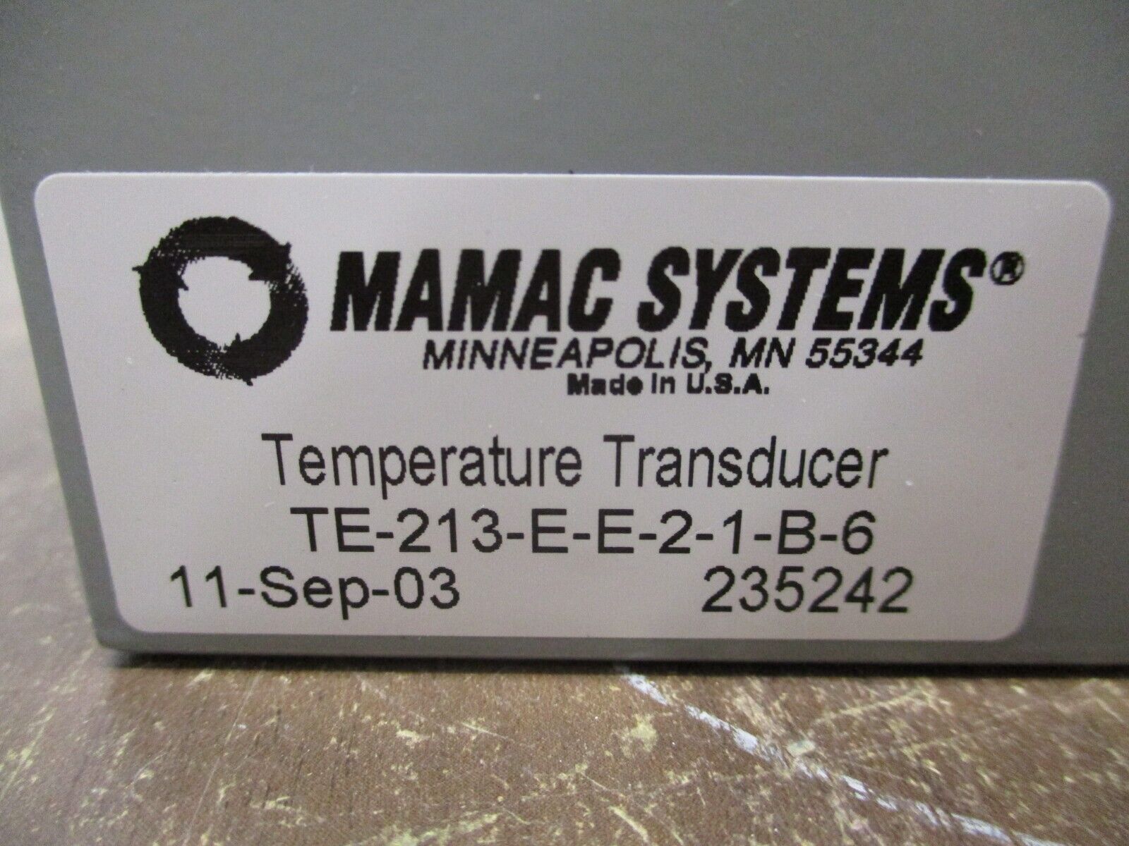 Mamac Systems Temperature Transducer TE-213-E-E-2-1-B-6 *Dented Corner* Used