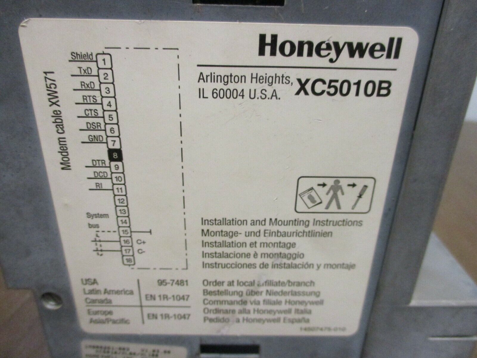 Honeywell CPU Module XC5010B HW V1.2 24VAC 47-63Hz 13VA Used