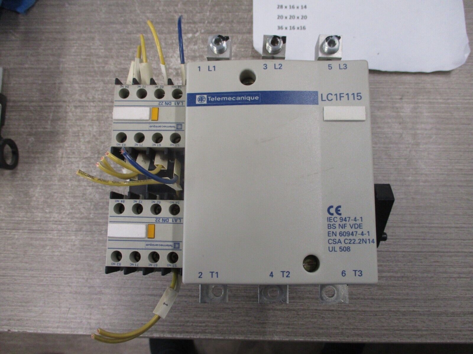 Telemecanique Contactor w/ 2 Aux Blocks LC1F115 115-120V Coil Used