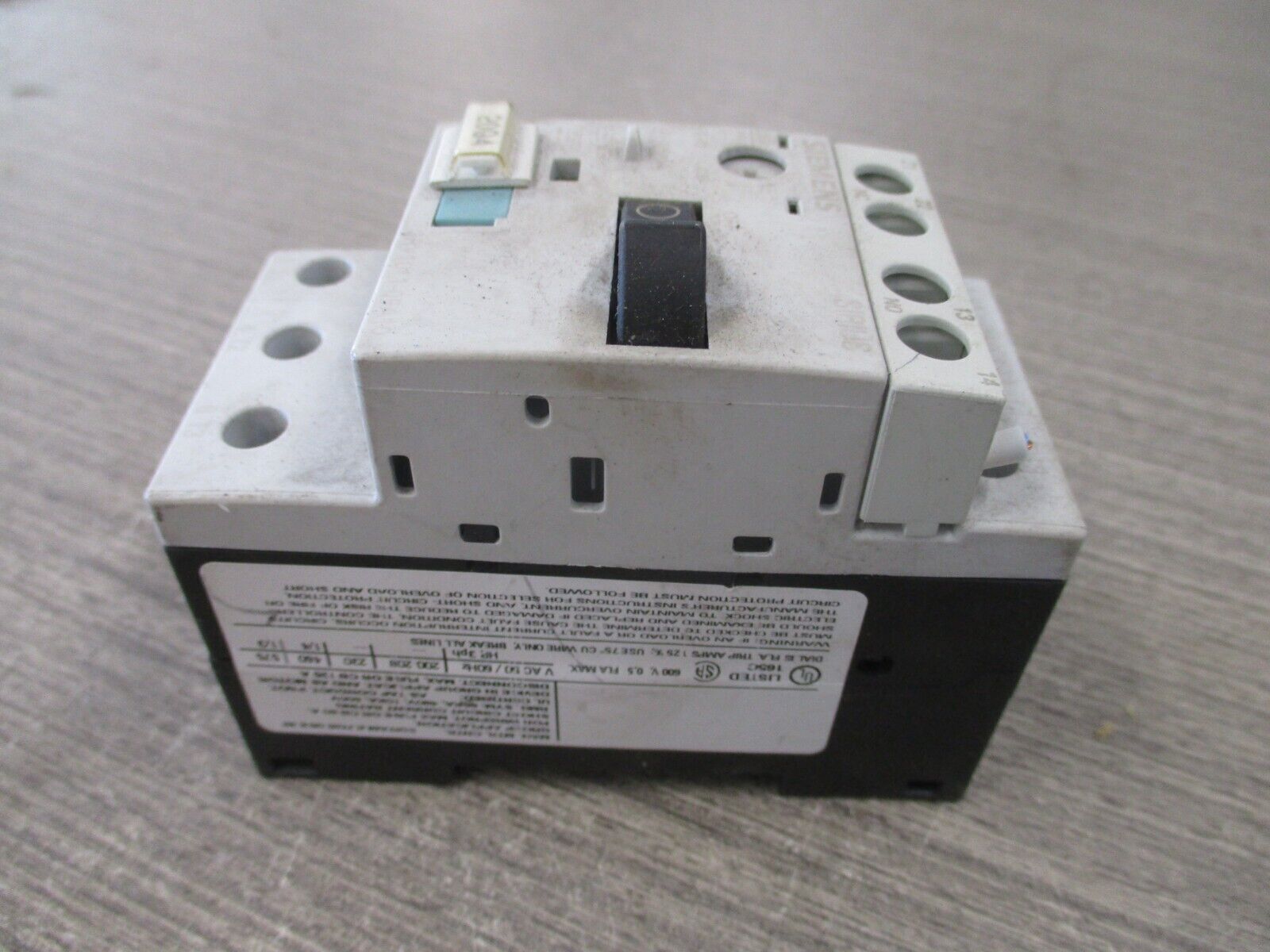 Siemens Sirius Manual Starter 3RV1011-0FA10 Trip: 0.35-0.5A Used