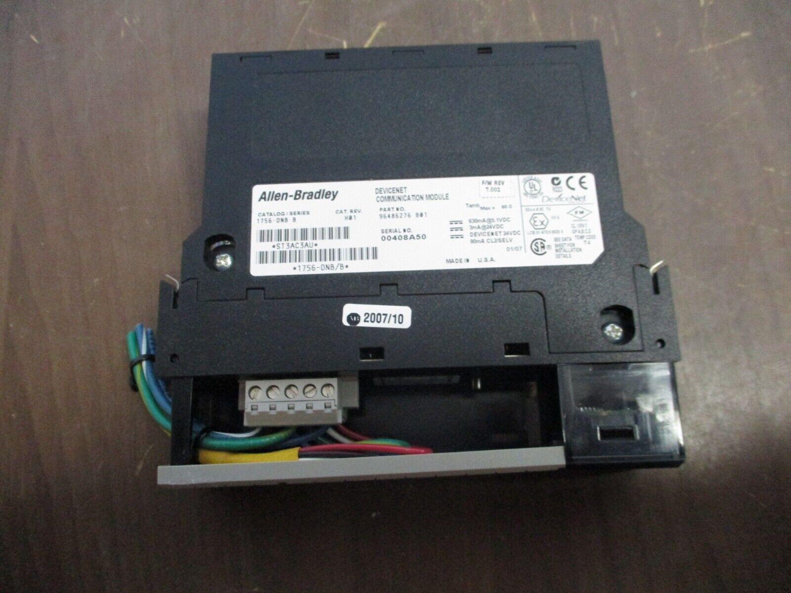 Allen-Bradley DeviceNet Comm. Module 1756-DNB Ser. B Rev. H01 F/W Rev: 7.002