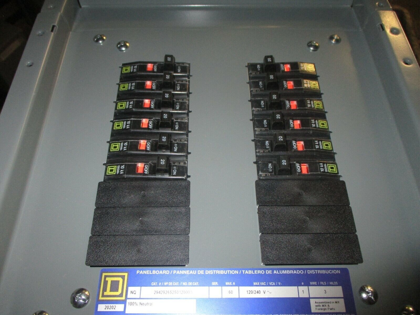 Square D Breaker Panel Interior w/Cover & Box NQ29429265250120001/NC26SHR/MH26BE