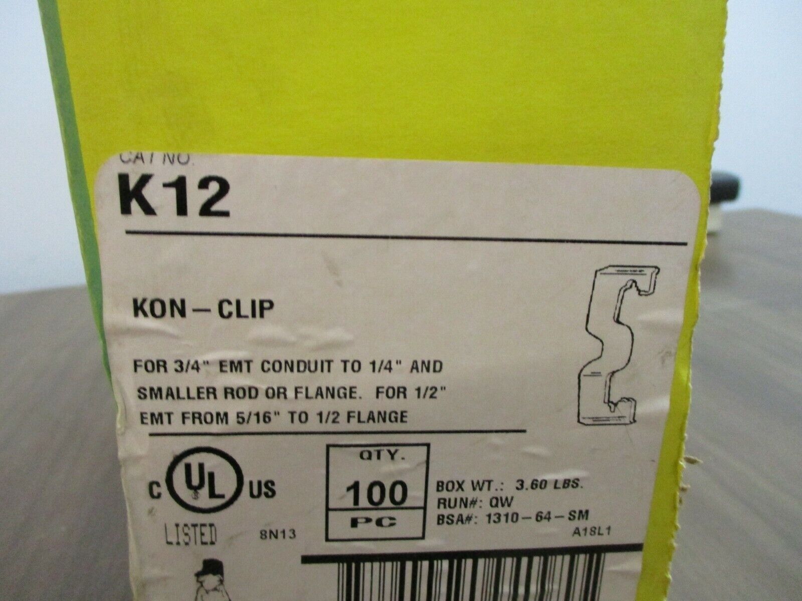 Erico Caddy Kon-Clip K12 For 3/4" EMT Conduit to 1/4" and Smaller Rod of Flange