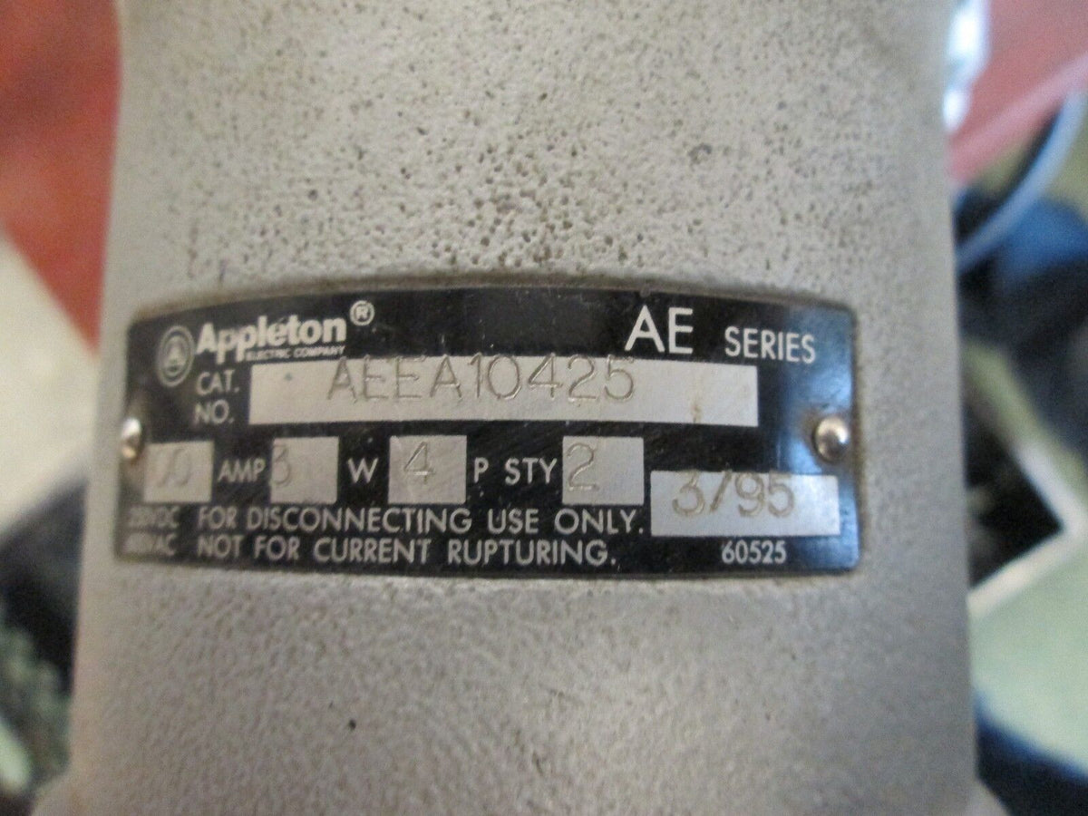 Appleton Electric Receptacle w/Base AEEA10425 100A 600V 3W 4P Used