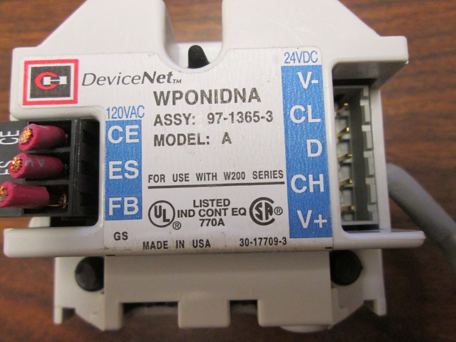 Cuttler-Hammer Device Net WPONIDNA Assy:97-1365-3 Model:A