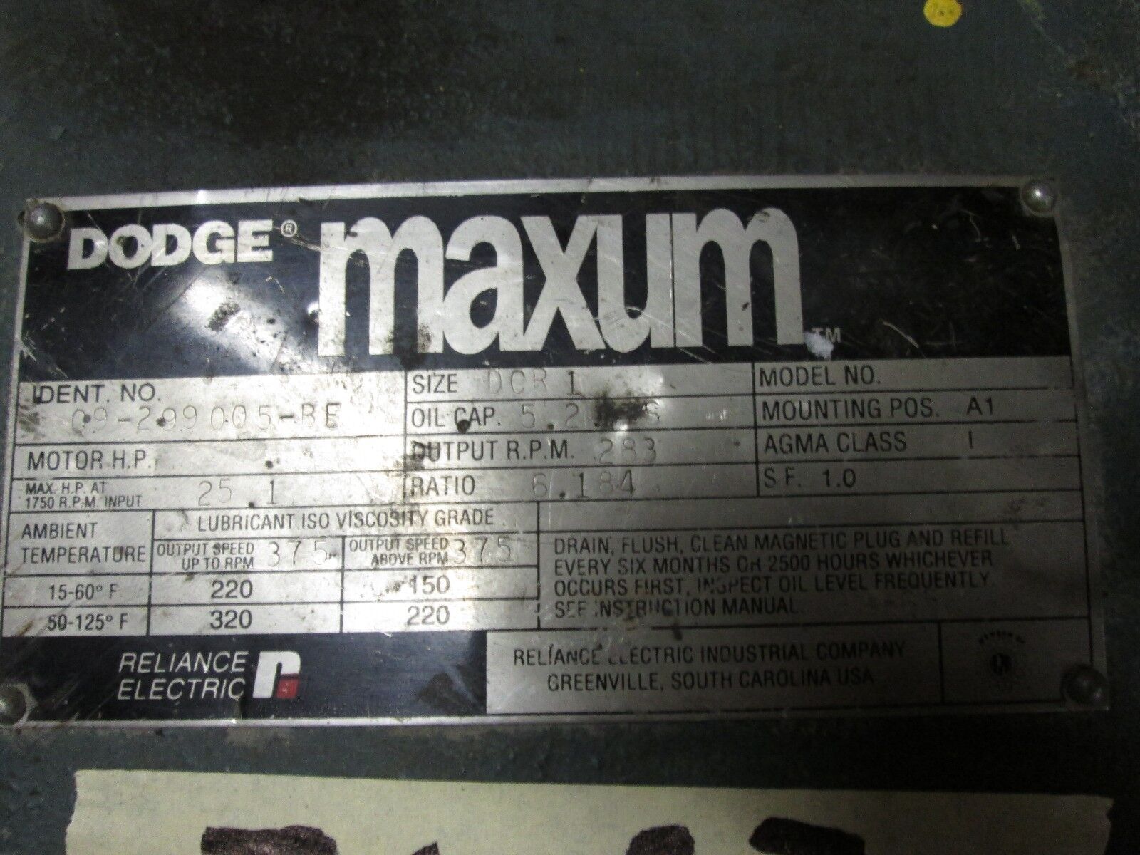 Dodge Maxum DCR 1 6.184 Ratio 25.1 HP 283 Output RPMs Used
