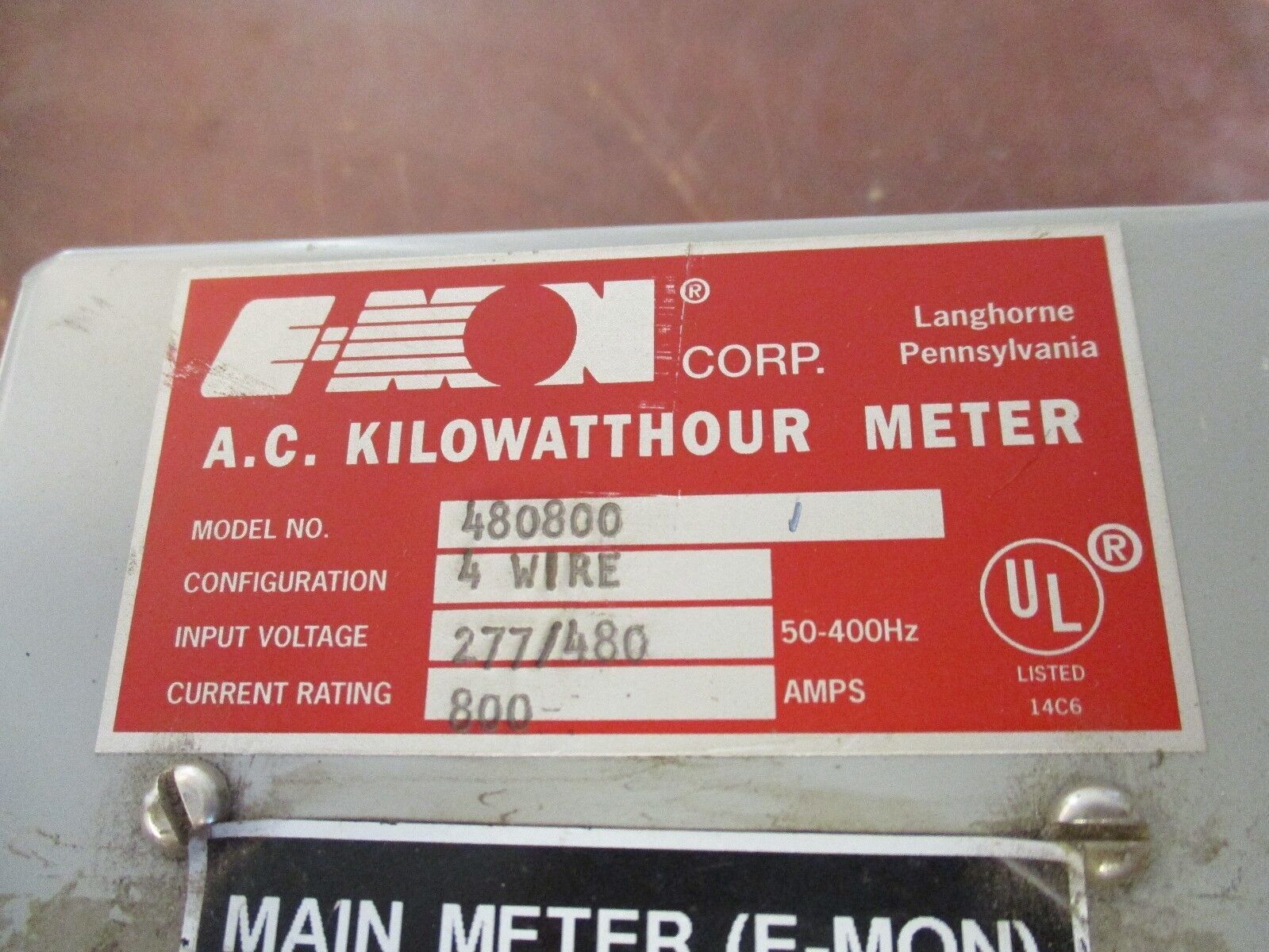 E-Mon D-Mon AC Kilowatthour Meter 480800 277/480V 4W 800A