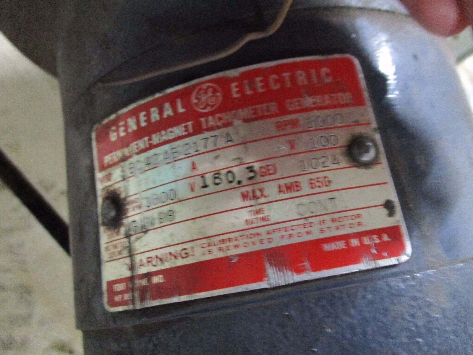 Allen-Bradley DC Motor w/GE Tachometer Generator M01243 25HP 1750/3000RPM Used