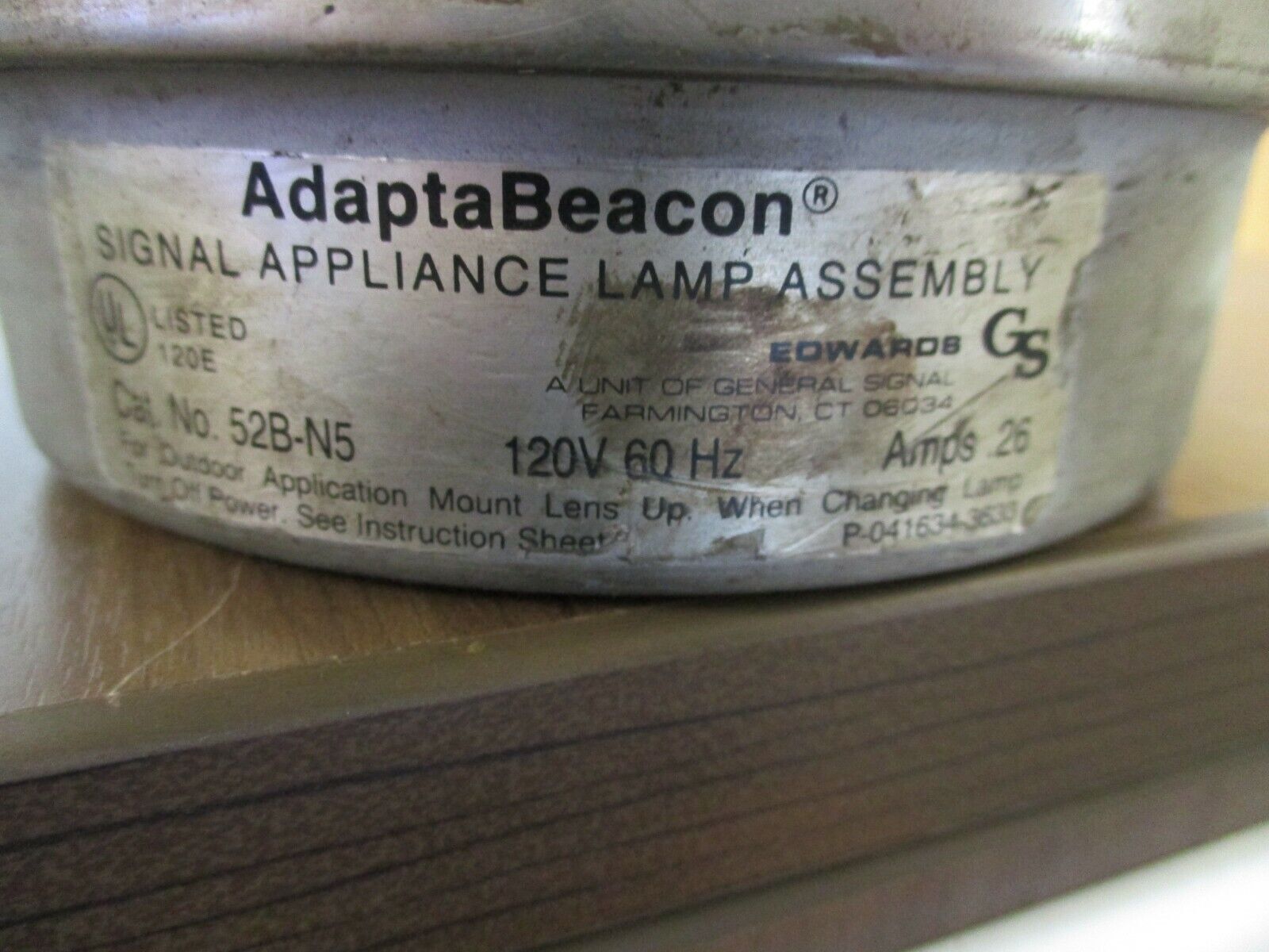 Edwards Adaptabeacon Lamp Assembly, part #:52B-N5, Blue, 120V, 60Hz, 0.26A, used