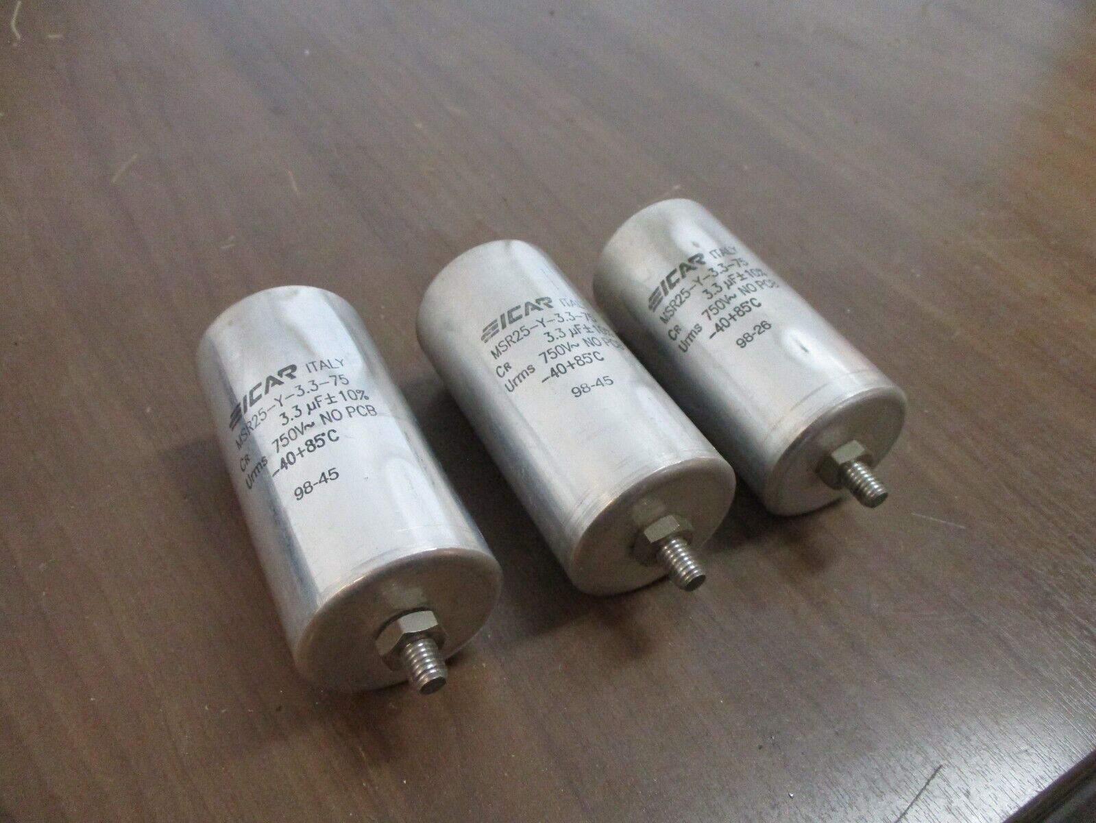 ICAR Capacitor MSR25-Y-3.3-75 3.3uF 750V *Lot of 3* Used