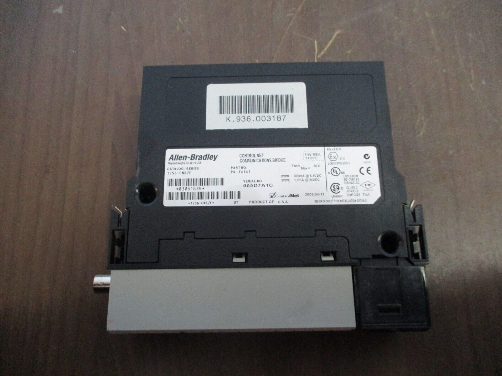 Allen-Bradley ControlNet Comm. Bridge Module 1756-CNB Ser. E F/W Rev. 11.003