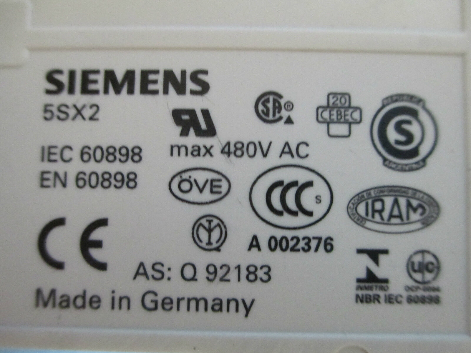 Siemens Circuit Breaker 5SX22 C2, 2P 2A 400/440V